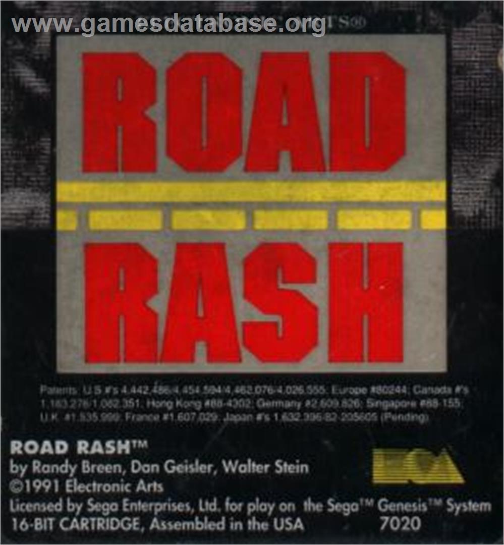 Road Rash - Sega Nomad - Artwork - Cartridge