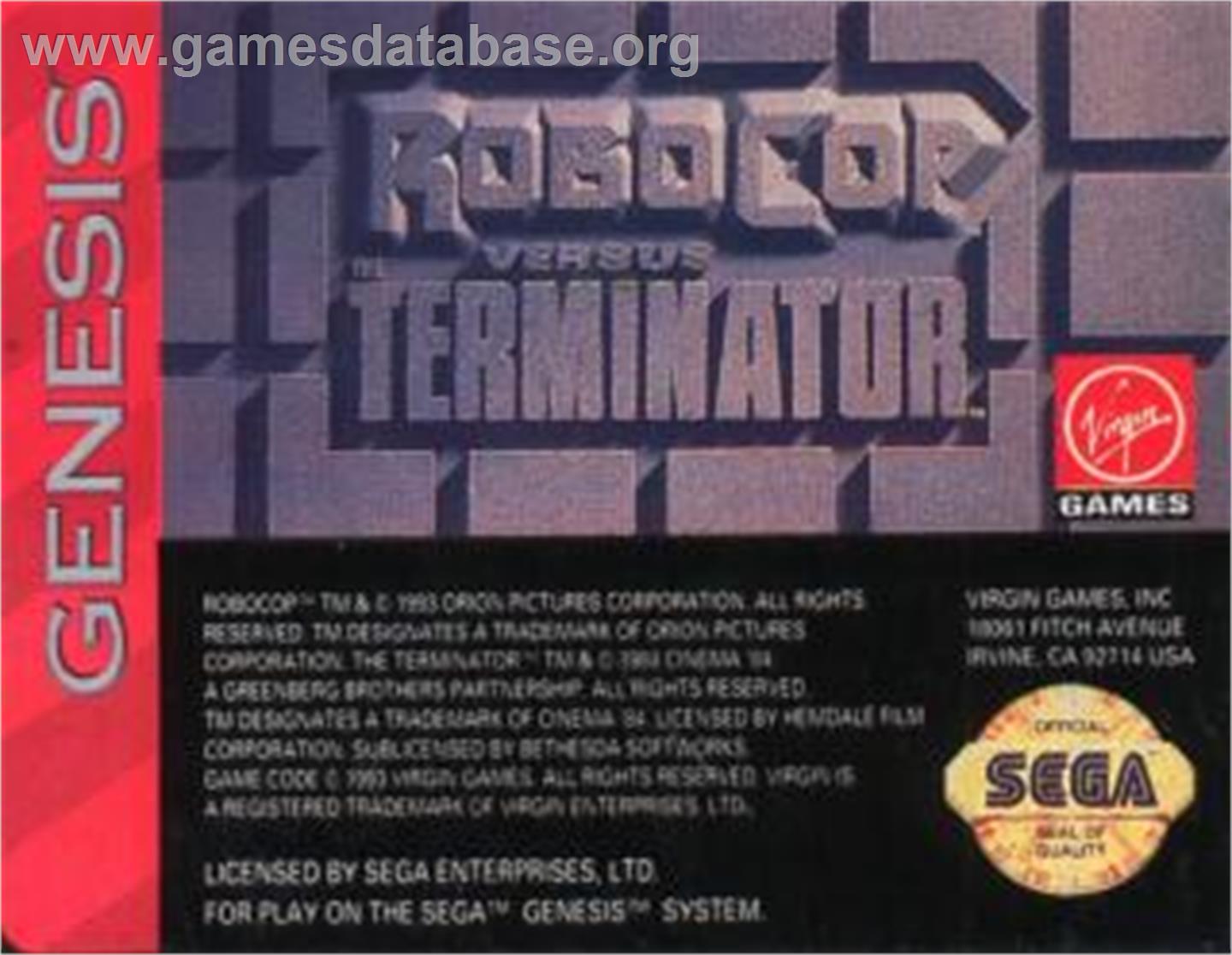 Robocop vs. the Terminator - Sega Nomad - Artwork - Cartridge