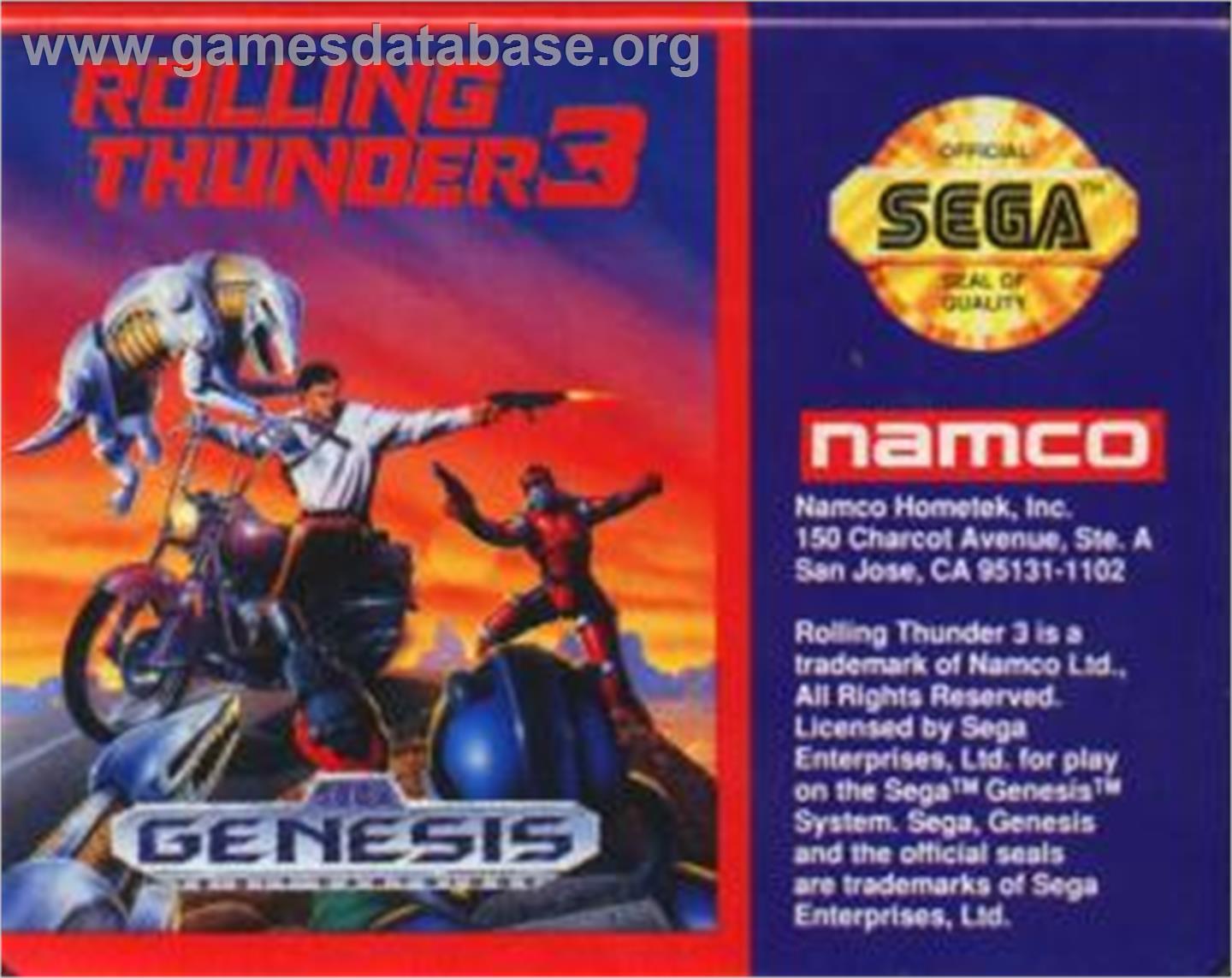 Rolling Thunder 3 - Sega Nomad - Artwork - Cartridge