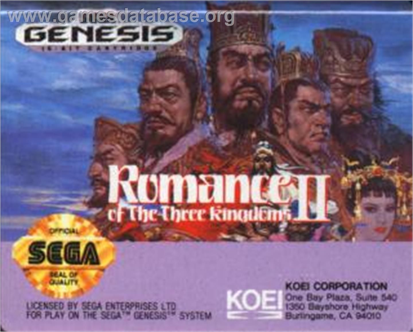 Romance of the Three Kingdoms 2 - Sega Nomad - Artwork - Cartridge