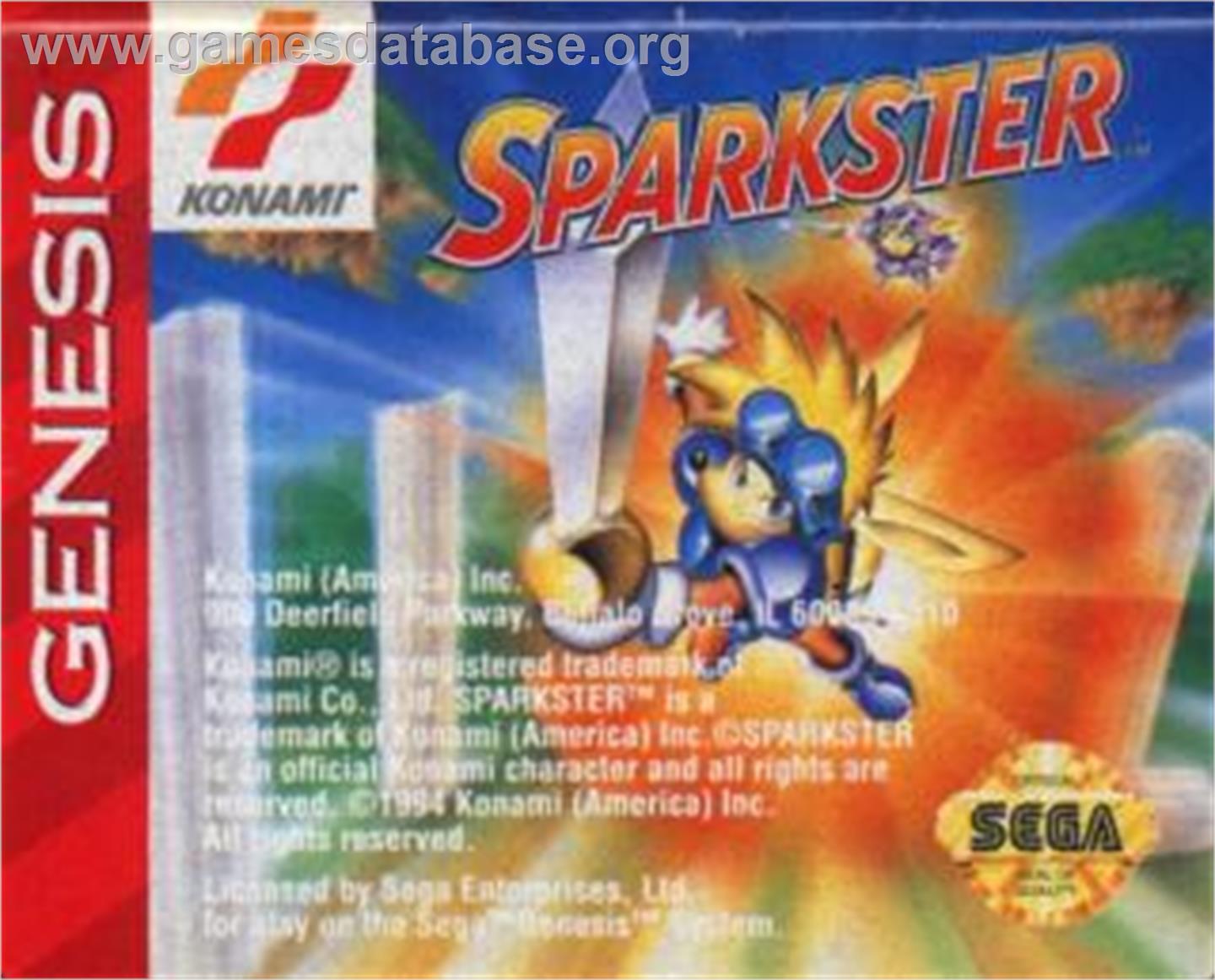 Sparkster - Sega Nomad - Artwork - Cartridge
