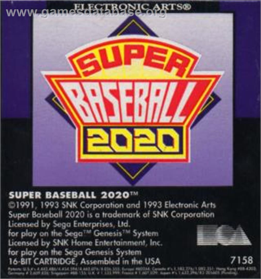 Super Baseball 2020 - Sega Nomad - Artwork - Cartridge
