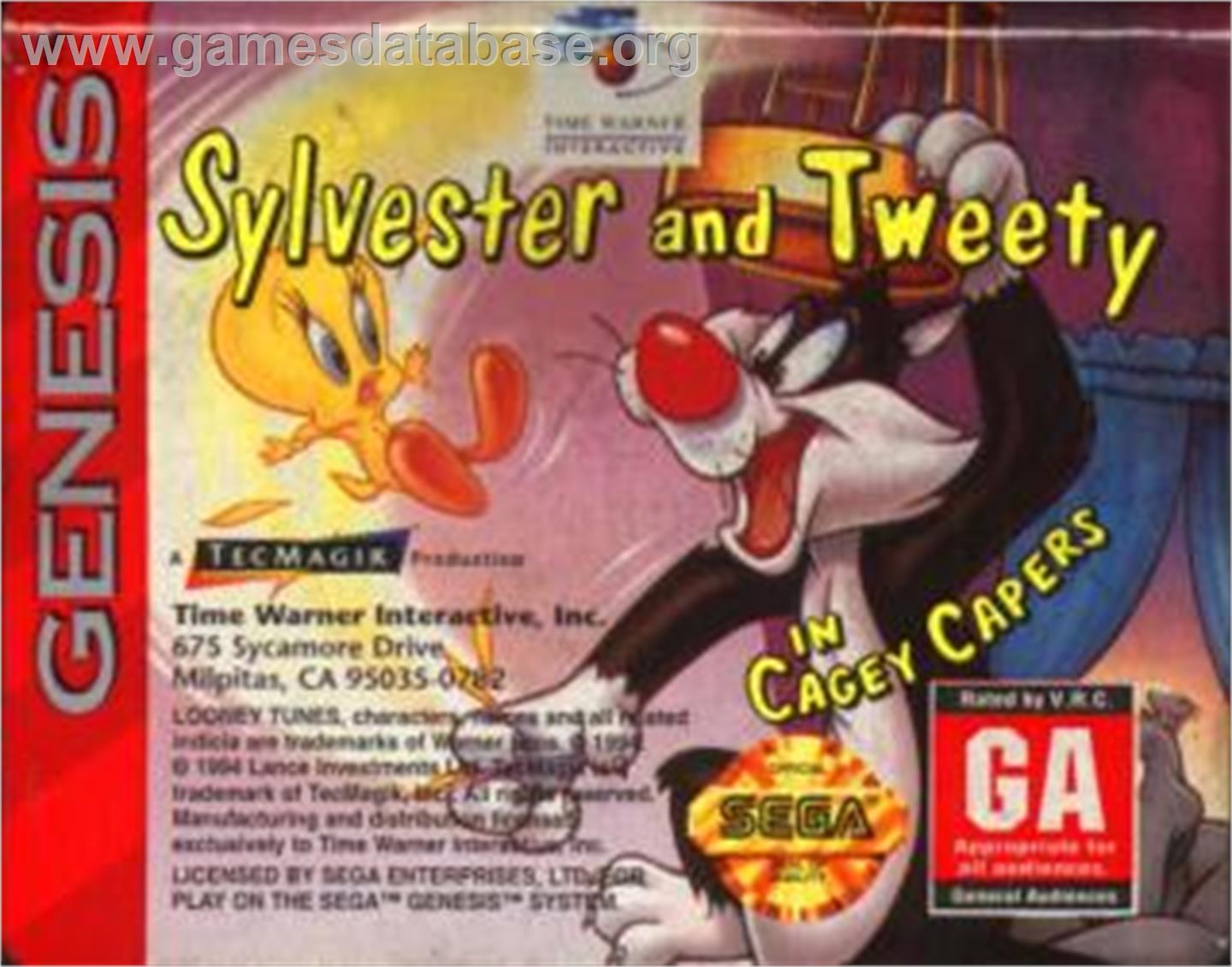 Sylvester and Tweety in Cagey Capers - Sega Nomad - Artwork - Cartridge