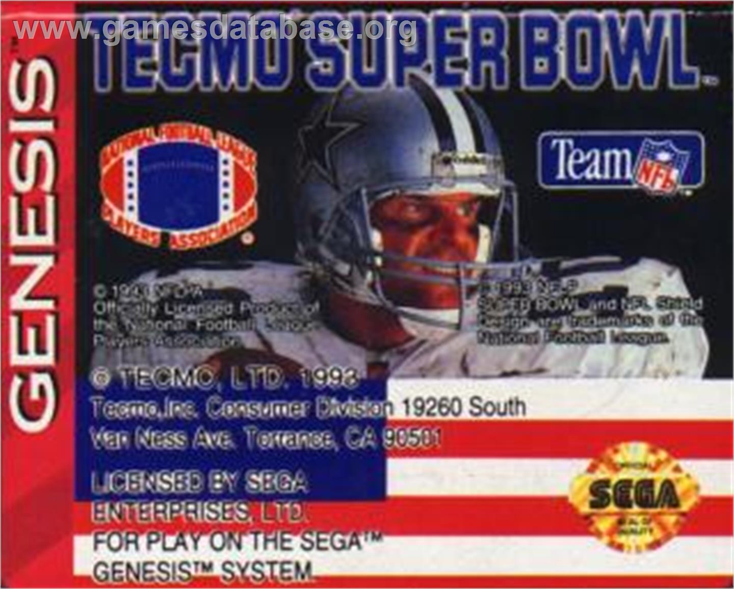 Tecmo Super Bowl - Sega Nomad - Artwork - Cartridge
