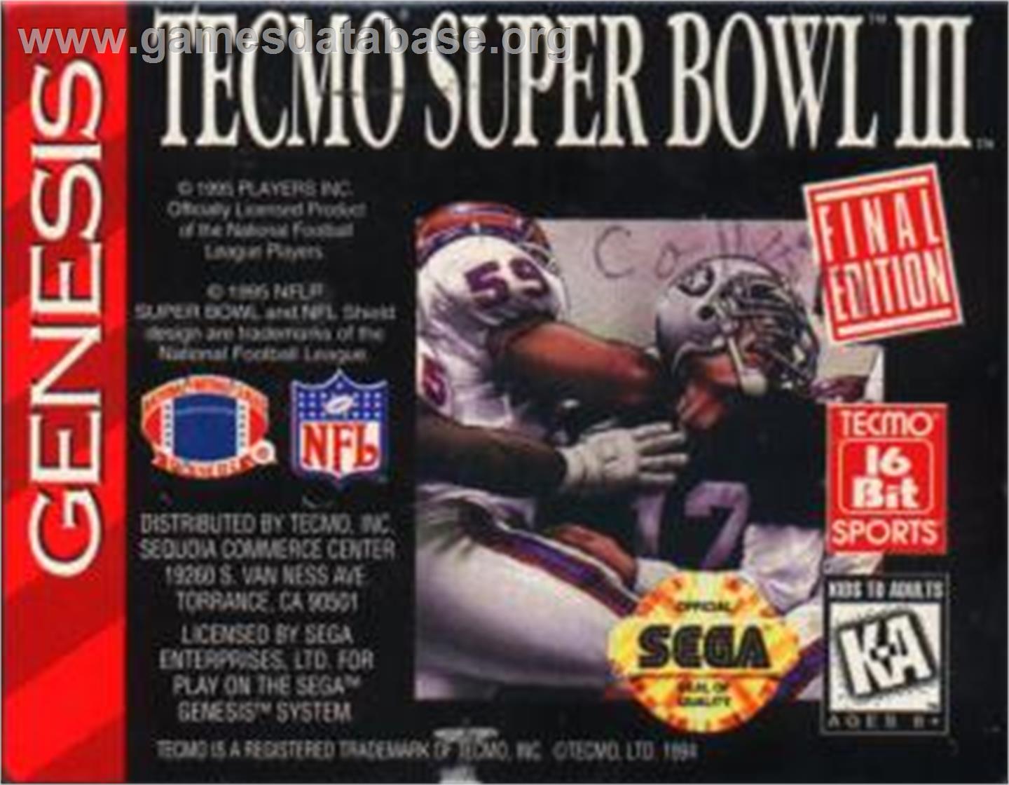 Tecmo Super Bowl III: Final Edition - Sega Nomad - Artwork - Cartridge