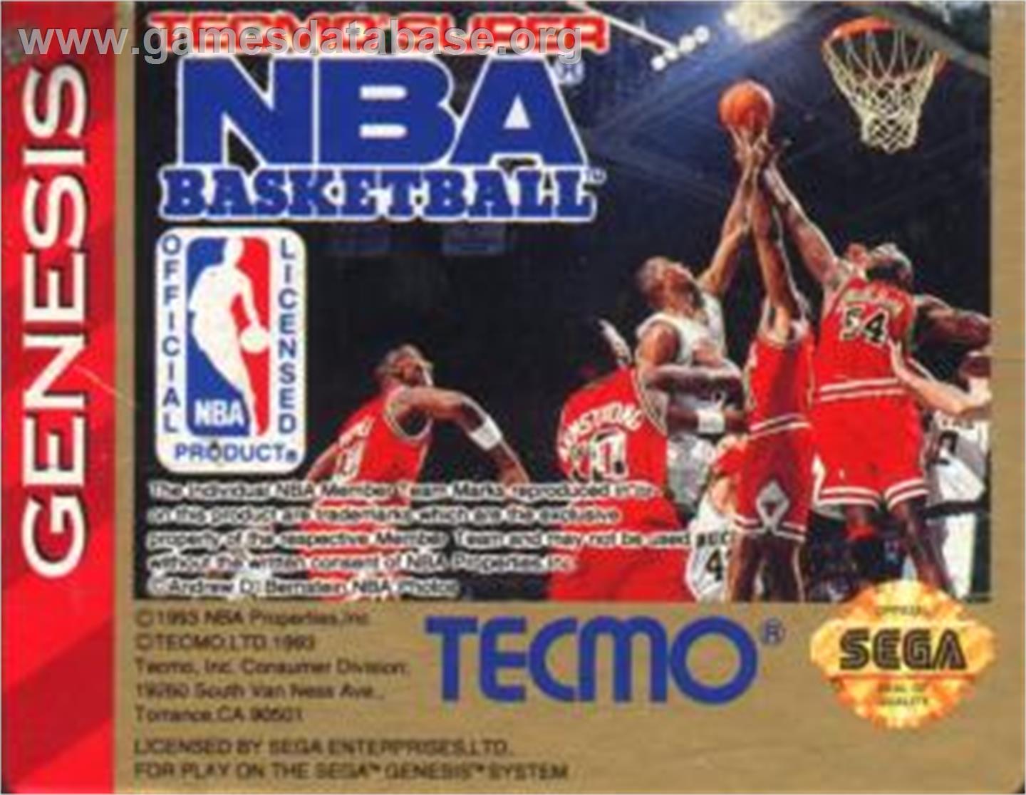 Tecmo Super NBA Basketball - Sega Nomad - Artwork - Cartridge