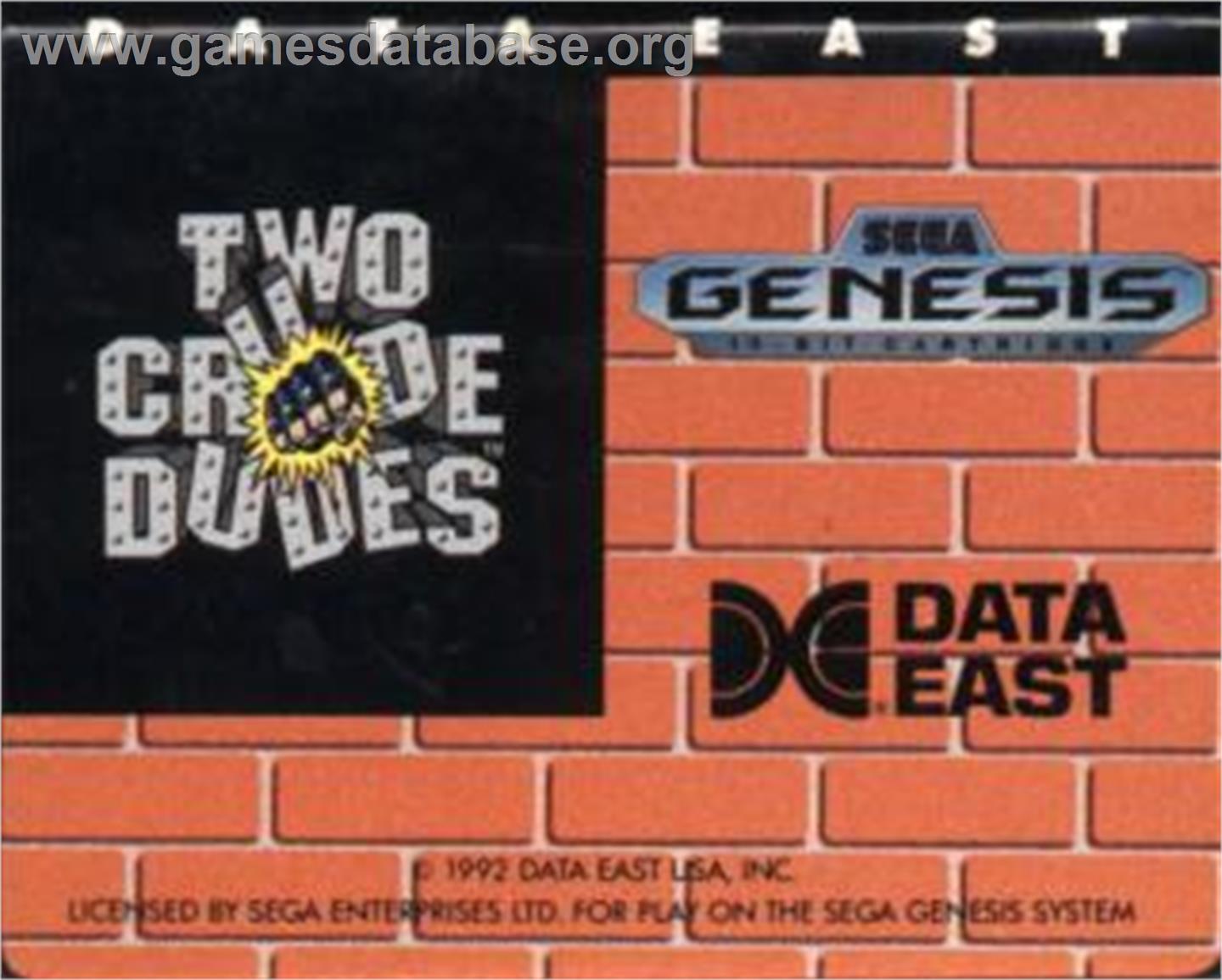 Two Crude Dudes - Sega Nomad - Artwork - Cartridge