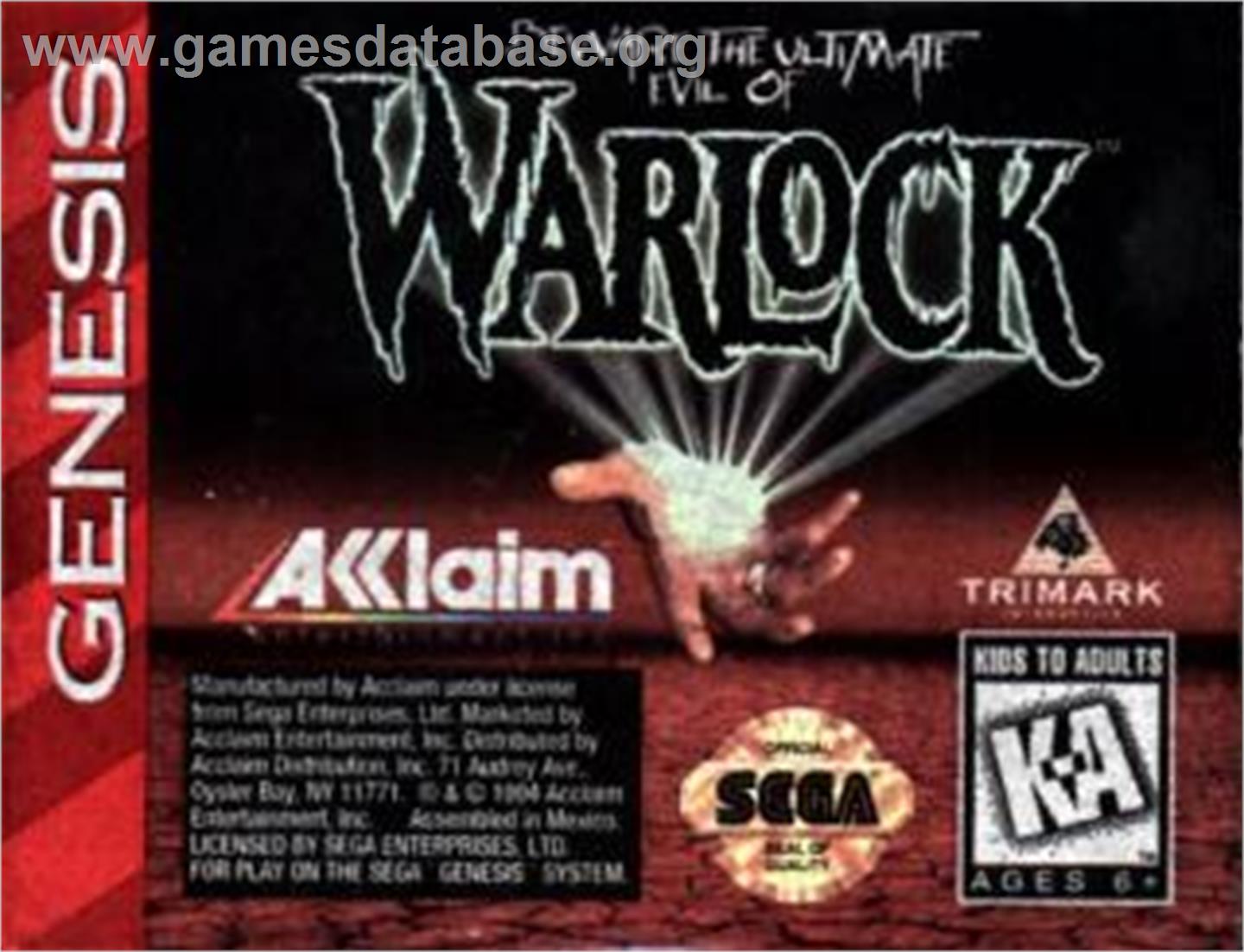 Warlock - Sega Nomad - Artwork - Cartridge