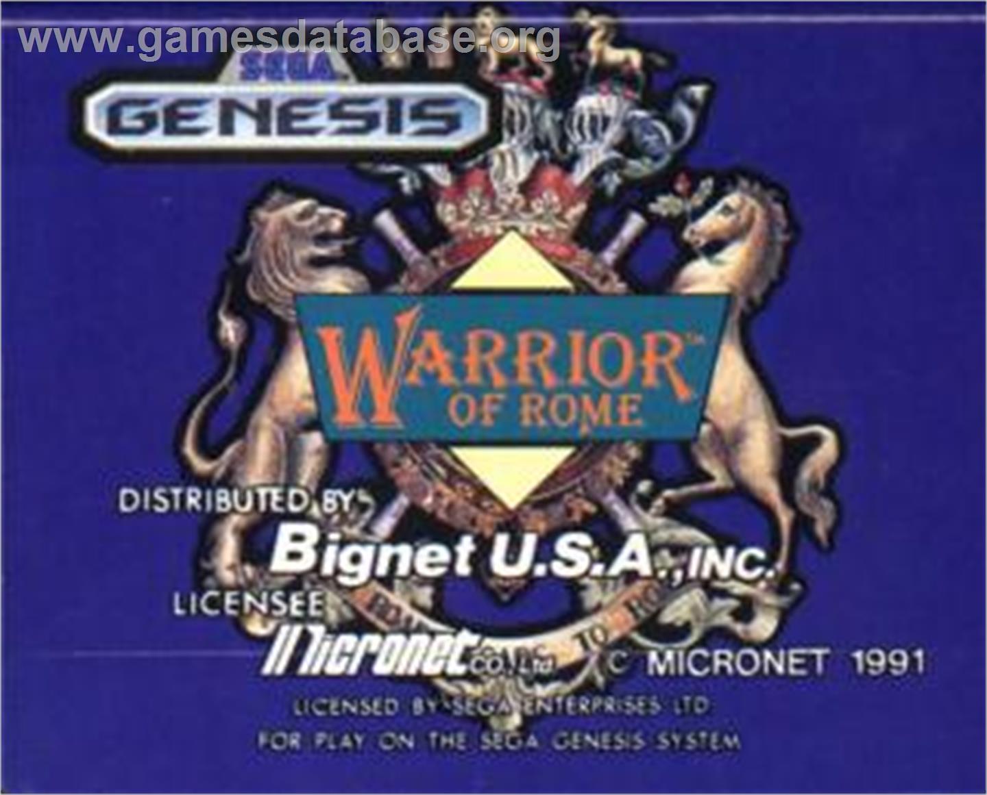 Warrior of Rome - Sega Nomad - Artwork - Cartridge
