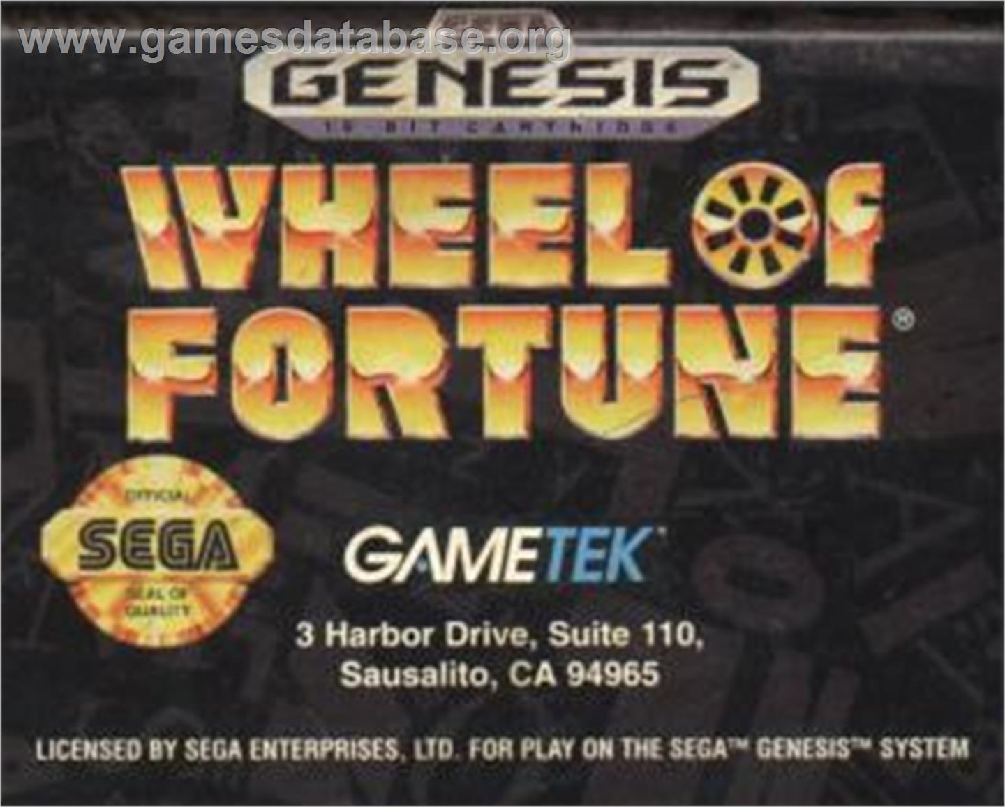 Wheel Of Fortune - Sega Nomad - Artwork - Cartridge