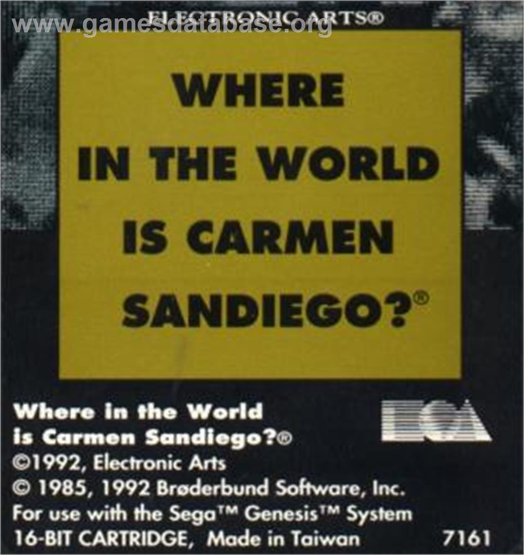Where in the World is Carmen Sandiego - Sega Nomad - Artwork - Cartridge