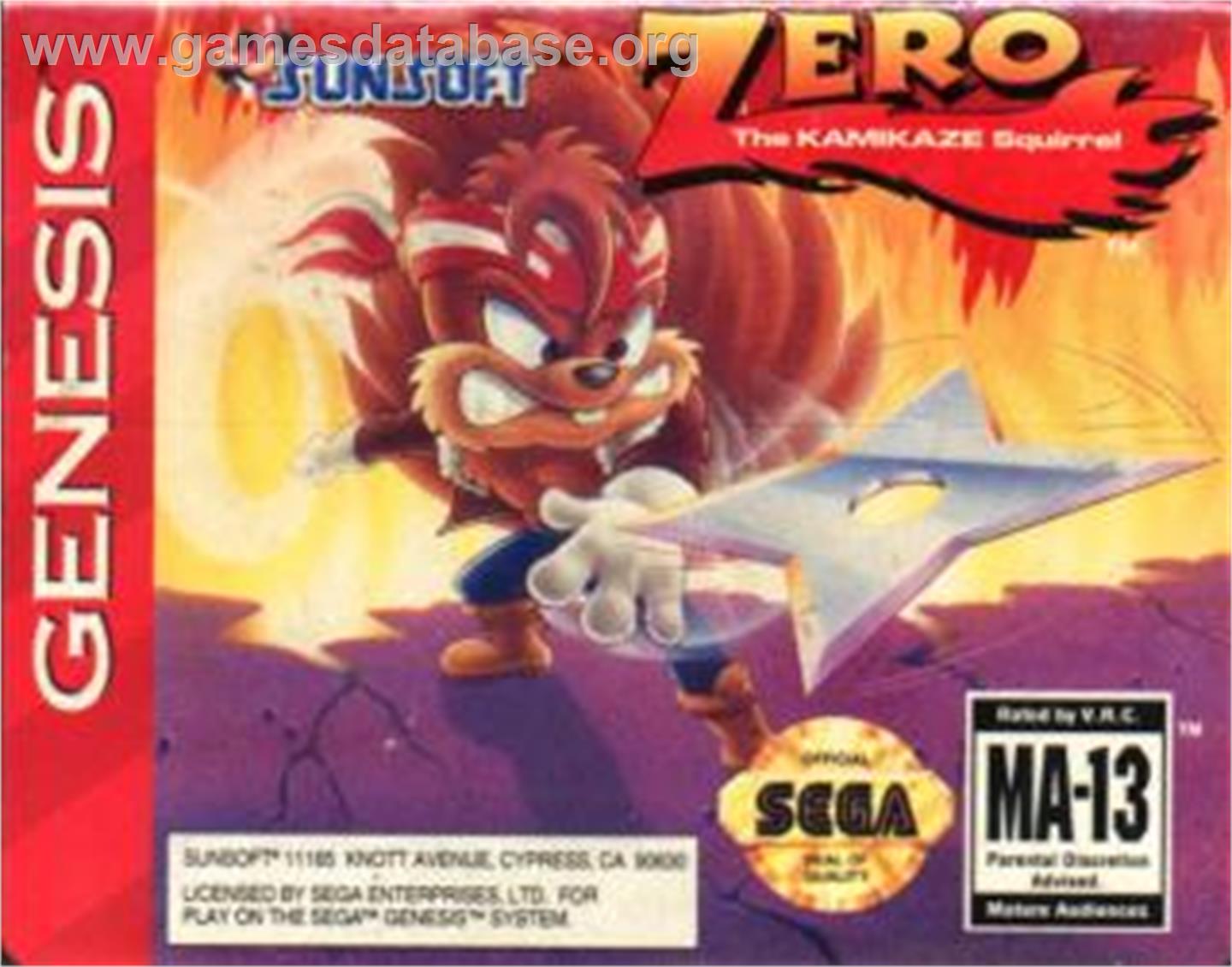 Zero the Kamikaze Squirrel - Sega Nomad - Artwork - Cartridge
