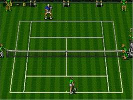 In game image of ATP Tour Championship Tennis on the Sega Nomad.