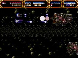 In game image of Advanced Busterhawk Gleylancer on the Sega Nomad.