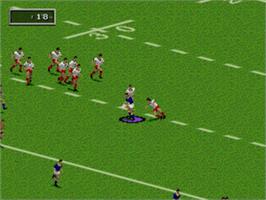 In game image of Australian Rugby League on the Sega Nomad.