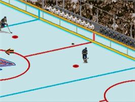 In game image of Brett Hull Hockey '95 on the Sega Nomad.