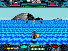 In game image of Burning Force on the Sega Nomad.