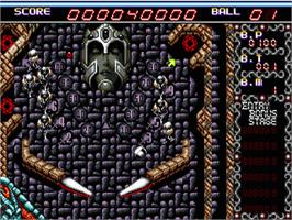 In game image of Devil's Crush on the Sega Nomad.