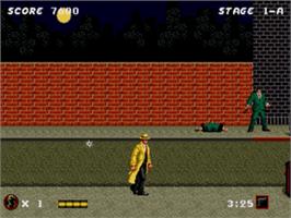 In game image of Dick Tracy on the Sega Nomad.