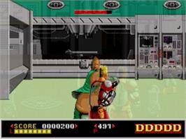 In game image of Dynamite Duke on the Sega Nomad.