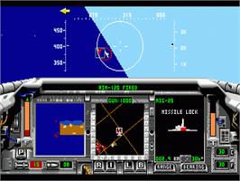 In game image of F-15 Strike Eagle II on the Sega Nomad.