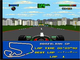 In game image of F1 World Championship Edition on the Sega Nomad.