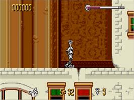 In game image of Fido Dido on the Sega Nomad.
