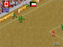 In game image of Head-On Soccer on the Sega Nomad.