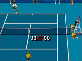 In game image of IMG International Tour Tennis on the Sega Nomad.
