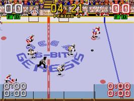 In game image of Mario Lemieux Hockey on the Sega Nomad.