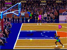 In game image of NBA Jam on the Sega Nomad.
