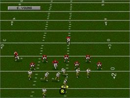 In game image of NFL Football '94 Starring Joe Montana on the Sega Nomad.