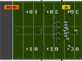 In game image of NFL Sports Talk Football '93 Starring Joe Montana on the Sega Nomad.