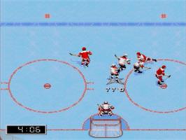 In game image of NHL '98 on the Sega Nomad.