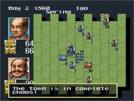 In game image of Nobunaga's Ambition on the Sega Nomad.