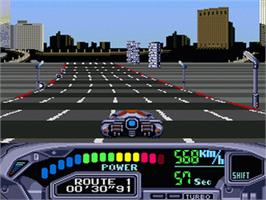 In game image of Out Run 2019 on the Sega Nomad.