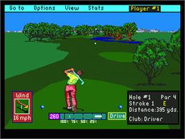 In game image of PGA Tour Golf on the Sega Nomad.