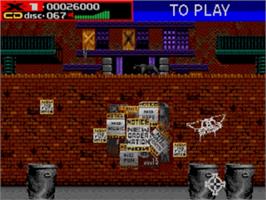 In game image of Revolution X on the Sega Nomad.