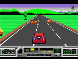In game image of Road Blasters on the Sega Nomad.