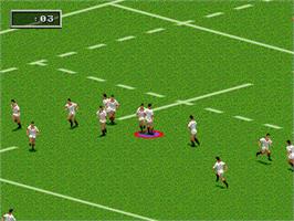 In game image of Rugby World Cup 95 on the Sega Nomad.