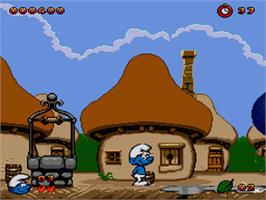 In game image of Smurfs, The on the Sega Nomad.