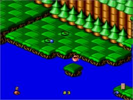 In game image of Snake Rattle 'n Roll on the Sega Nomad.