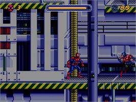 In game image of Spider-Man: The Animated Series on the Sega Nomad.