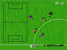 In game image of Super Kick Off on the Sega Nomad.
