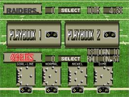 In game image of Tecmo Super Bowl III: Final Edition on the Sega Nomad.