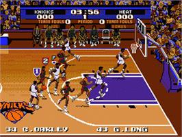 In game image of Tecmo Super NBA Basketball on the Sega Nomad.