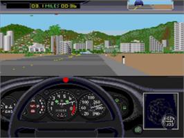 In game image of Test Drive II - The Duel on the Sega Nomad.