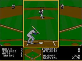 In game image of Tony La Russa Baseball on the Sega Nomad.