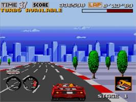 In game image of Turbo Out Run on the Sega Nomad.