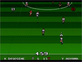 In game image of Ultimate Soccer on the Sega Nomad.